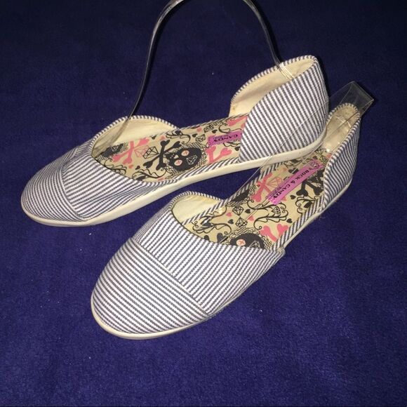 Rock & Candy by Zigi Munchie Flats Size 7 Striped Fabric Sneaker Blue White - Picture 2 of 10